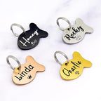 Ultra Joys Cat ID Tag Personalized Pet Tags, Durable Stainless Steel Small Pet Mini Dog Cat Tag Lightweight - Fish Tag in Black