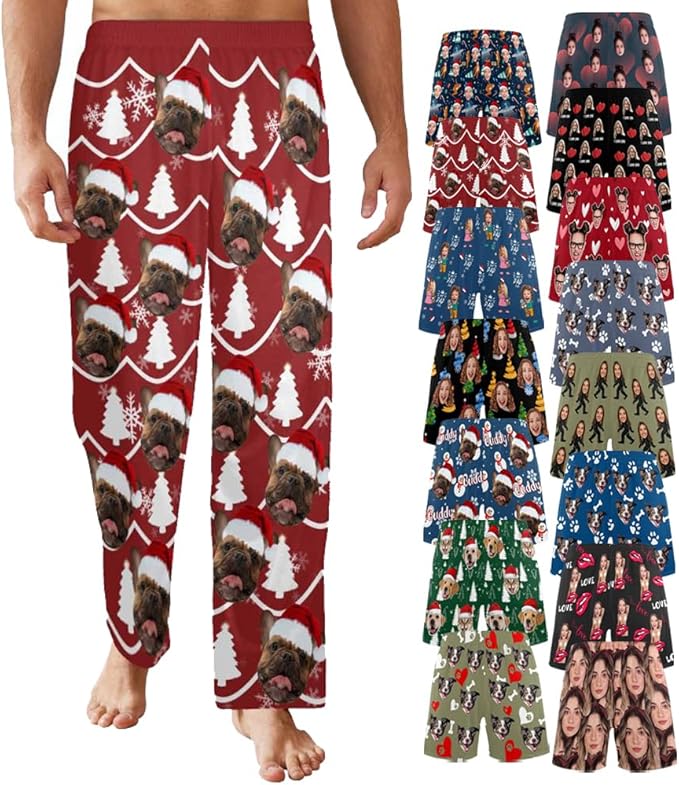 Custom Pajama Pants for Men, Personalized PJ Pants with Photos, Custom Mens Pajama Shorts, Gifts for Dad Husband