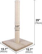 Cat Scratching Post Carpet, Tall Big Sisal Rope Cat Scratch Pole for Cats and Kittens, Stable Carpeted Heavy Base (Beige/Yellow)