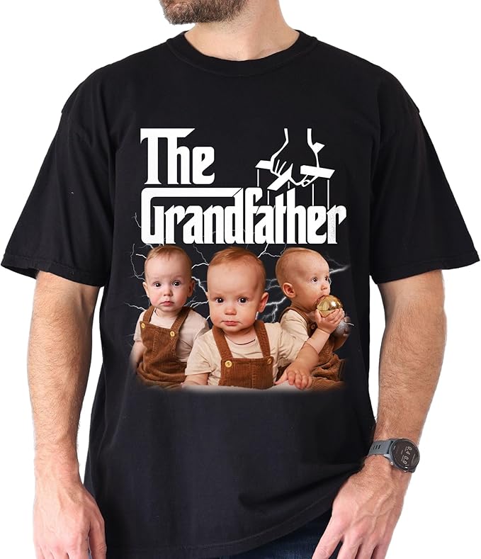 Custom Dad Shirt Personalized Picture T-Shirt for Men for New Dad Daddy Gift for Grandpa