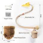 Migipaws Interactive MigiMouse Cat Toy 360° Rolling & Spin with Wiggling Tail for Indoor Cats Smart Motion Sensor, Realistic Squeak, Rechargeable Plush Kitten Toy (Brown)