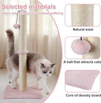 Dimaka Tall Cat Scratching Post, Claw Scratcher with Sisal Rope and Covered with Soft Smooth Plush, Vertical Scratch [Full Strectch] for Standard Size Cats (Pink, 29 inches for All Cats)