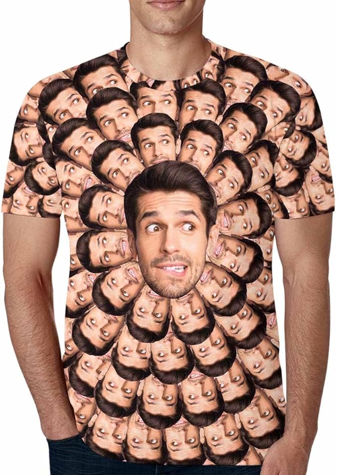 M YESCUSTOM Custom Funny Tshirts for Men Women Personalized Face Tshirt with Picture Customized Tee Gift for Dad Mom Husband