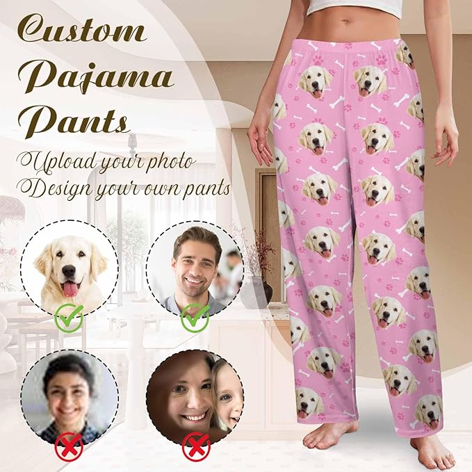 Custom Couple Pajama Pants Sock with Funny Face, Personalized PJ Anniversary Birthday Women Men Pants