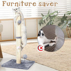 ANWA 32" Tall Cat Scratching Posts for Indoor Cats, 3-in-1 Cat Scratching Post with Plush Toys, Premium Sisal Post for Cats at All Ages with Reinforced Stable Base, Gray