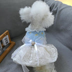 Fashion Sweet Puppy Dog Blingbling Princess Skirt Pet Dog Lace Cake Camisole Tutu Dress I-Blue L