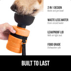 GORILLA GRIP Dog Water Bottle, Portable Water Bowl Dispenser for Dogs, 12 oz Leak Proof Pet Travel Squeeze Bottles, Food Grade Silicone, To Go Puppy Essentials, Hiking Camping Trip Accessories, Orange