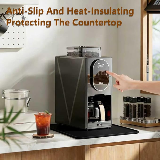 Water Cooler Mat,24x16x0.8 inches Non-Slip Silicone Pet Mat with Raised Edge,Multipurpose Leakproof Drip Tray Kitchen and Appliance Floor Protector Mat for Home Appliances（Black）