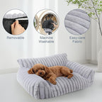 Cute Dog Cat Couch for Medium Large Dogs,Fluffy Pet Sofa Dog Couch Bed with Premium Soft Corduroy Fleece,Cute Washable Dog Bed Medium Large Size Dog,Supportive Cat Sofa Pet Bed(36x27x10,Grey)