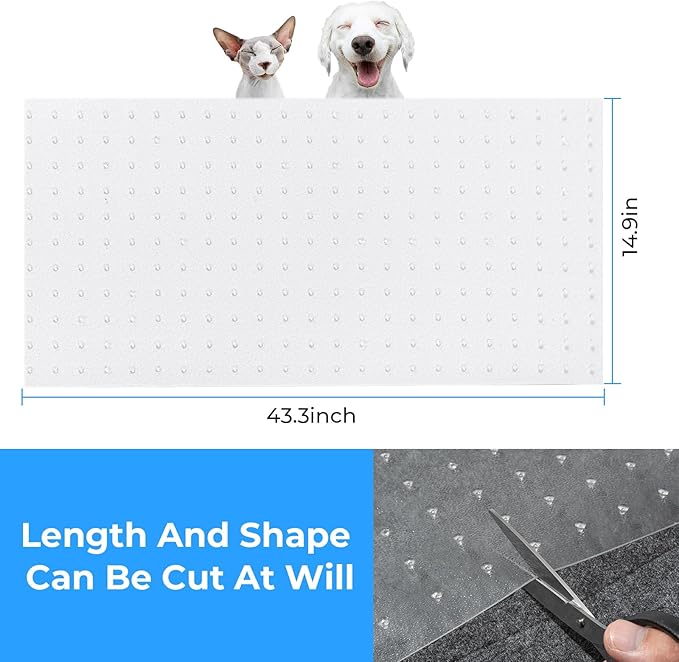 Carpet Protector for Pets Cat Scratch Carpet Protector Easy to Cut Plastic mat for Carpet Anti Scratch Under Door Mat Carpet Scratch Stopper from Cat Dog Scratching 3.6FT (Clear, 2pcs)