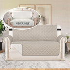 H.VERSAILTEX Loveseat Protector for Dogs/Pets Loveseat Slipcover Quilted Furniture Protector with Non Slip Elastic Strap Water Resistant Loveseats Seat Width to 46"(Loveseat, Pale Oak)
