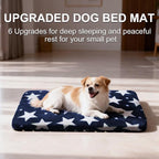 Washable Dog Bed Plush Orthopedic Outdoor Crate Mat with Non-Slip Bottom,Luxe Soft Kennel Pad for Pets, Cozy Cage Cushion & Pet Sleeping Mattress Large Sized,Medium,Small Dogs,24 x 18 inch,Blue