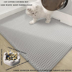 HCY&WLD Cat Litter Mat, 45x26/35x24/30x22/24x18 Inch Double Layer Cat Litter Box Mat, EVA Non-Slip, Waterproof Urine Proof Cat Litter Catcher Mat, Easy Clean Scatter Control (35x24 Inch, Gray)