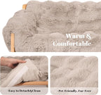 CHEERHOME PETS Elevated Cat Couch Bed for Indoor Cats, Wooden Cat Sofa with Removable Washable Fluffy Cover Raised Kitty Lounge Chair Suitable for Puppy(Cat Sofa,Khaki-Light Gray)