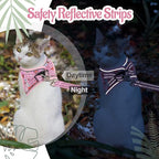 Cat Harness and Leash Escape Proof for Walking, Adjustable Soft Kitten Harness with Reflective Straps Step in Cat Vest Harness for Small Kitten and XS Dogs (Pink, S-Chest(11.8"-13.7"))