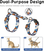 Halypet 2-Pack Cat Harness and Leash Set, Escape Proof 3-in-1 Adjustable Harness for Cats, Soft Lightweight, Easy On & Control for Walking, Travel & Outdoor Use, Navy Floral, Small