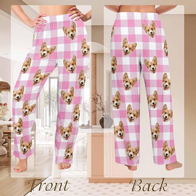 Custom Couple Pajama Pants Sock with Funny Face, Personalized PJ Anniversary Birthday Women Men Pants