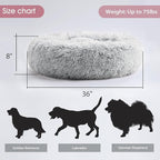 Calming Dog Bed & Cat Bed, Anti-Anxiety Donut Dog Cuddler Bed, Warming Cozy Soft Dog Round Bed, Fluffy Faux Fur Plush Dog Cat Cushion Bed for Small Medium Dogs and Cats (20"/24"/27"/30")