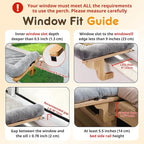 [Ready to Gift] PURRHOUSE 45LBS Cat Window Perch with Bolster, Hammock Seat with Plywood & Metal Frame, Cat Bed for Windowsill, Bedside and Cabinet (Natural Wood & Brown Cushion, 24.8''W x 9.4''H)