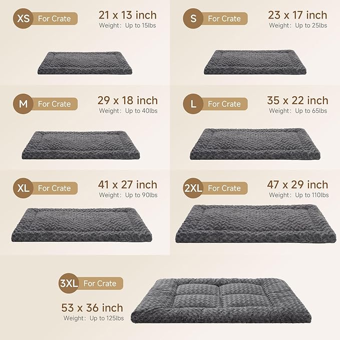 Washable Dog Bed Mat Soft Dog Crate Pad Fluffy Pet Kennel Beds Sleeping Mattress with Non-Slip Bottom for Large Jumbo Medium Small Dogs, 47 x 29 Inch, Black