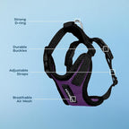 Voyager Step-in Pet Harness - All Weather Mesh, Adjustable Step in Harness for Cats and Dogs by Best Pet Supplies - Purple/Black Trim, XL
