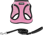 Best Pet Supplies Voyager Step-in Air All Weather Mesh Harness and Reflective Dog 5 ft Leash Combo with Neoprene Handle, for Small, Medium and Large Breed Puppies - Pink Base,S