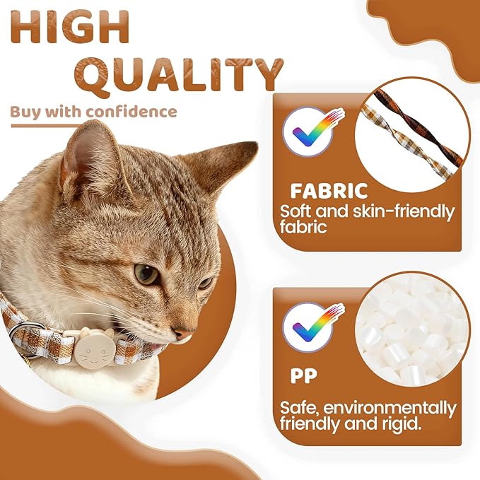 Elegant little tail 2 Pack Cat Collar- Fall Cat Collars Breakaway with Bell Pendant Wedding Kitten Boy Girl Safety Adjustable 7-12 Inch Collar for Small Cats Puppy