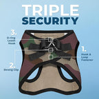 Best Pet Supplies - All Weather Mesh/Plush, Reflective, No Pull Harness for Small, Medium Dogs, Cats - Secure with Hook & Loop Fastener, Buckle, Double D-Rings - Army/Black Trim, S