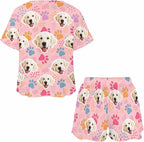 D-Story Custom Short Pajama Set with Pet Face Personalized Photo Sleepwear 2 Pieces Pjs Nightwear Xmas Gift for Women