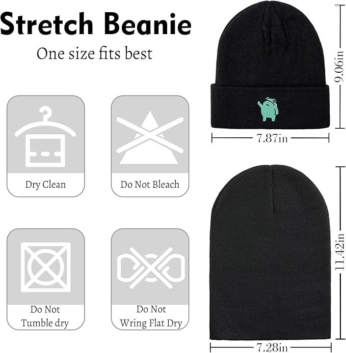 Funny Beanies Warm Knit Hats Fall Winter Black Hip Pop Knit Hat Cap for Women Men