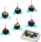 SONGWAY Cat Toy Wand Refills - 6 PCS Insect Shaped Furry Cat Toys Replacement, Interactive Cat Toys for Indoor Cat Kitten