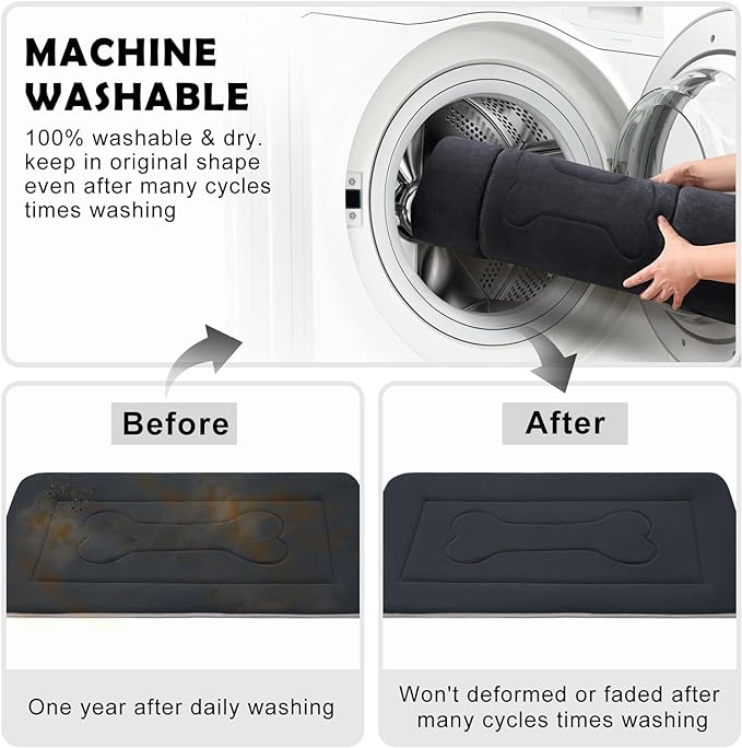 JoicyCo Dog Bed Soft Dog Crate Pad Mat for Medium/Large Dogs, 36 in Non-Slip Bottom Washable Dog Sleeping Mattress Pet Beds Cat Bed Kennel Pad, Dark Gray