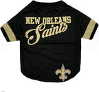 NFL New Orleans Saints T-Shirt for Dogs & Cats, Large. Football Dog Shirt for NFL Team Fans. New & Updated Fashionable Stripe Design, Durable & Cute Sports PET TEE Shirt Outfit