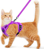 Cat Harness and Leash for Walking Escape Proof Soft Adjustable Cat Leash Breathable Comfortable Vest Easy to Wear Kitten Harness for Outdoor Travel Purple S