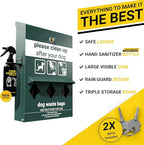 Original Glow in the Dark Dog Poop Station Outdoor - Triple Storage Pet Waste Station with Lock and Rain Guard - 600 Dog Poop Bags Included