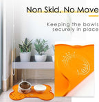 Super Design Dog Food Mat Dog Bowl Mat for Food and Water Silicone Non Spill Cat Feeding Mat Puppy Placemat Waterproof - 20.5" x 14.5", Orange