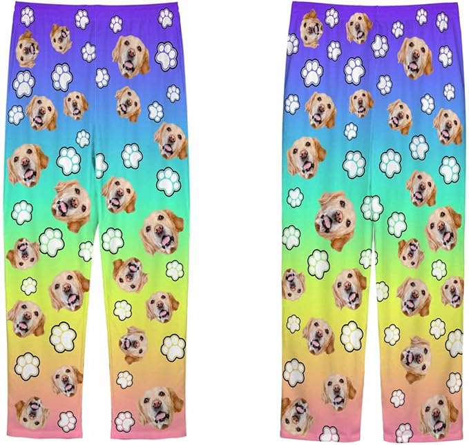 MyPupSocks Customized Face Pajamas Pants Sleep Bottoms for Men Women XS-2XL