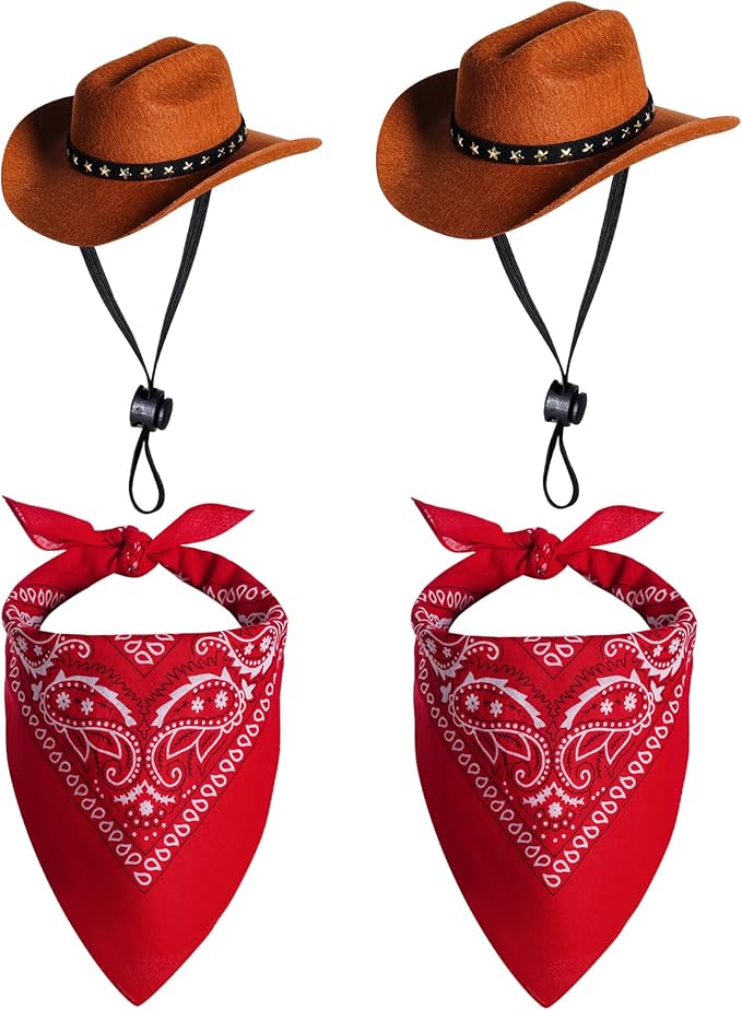 choyaxo Pet Cowboy Costume Halloween Costumes for Dogs Cat Cowboy Hat with Bandana Scarf (Small)