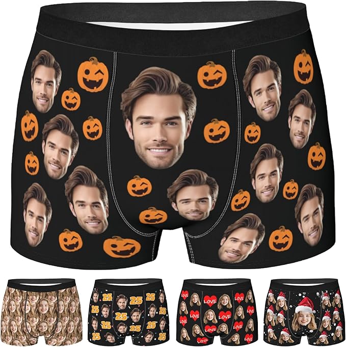 Personalized Underwear for Men with Face Custom Face Boxers Customized Boxer Briefs Funny Gifts for Him Husband Boyfriend