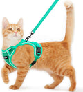 Cat Harness and Leash for Walking Escape Proof Soft Adjustable Cat Leash Breathable Comfortable Vest Easy to Wear Kitten Harness for Outdoor Travel Emerald XS