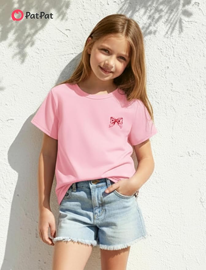 PATPAT Girls Crewneck Short Sleeve Graphic Tees Animal Print Shirts Cute Summer Outfits 5-12 Years
