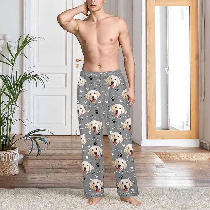 Custom Couple Pajama Pants Sock with Funny Face, Personalized PJ Anniversary Birthday Women Men Pants