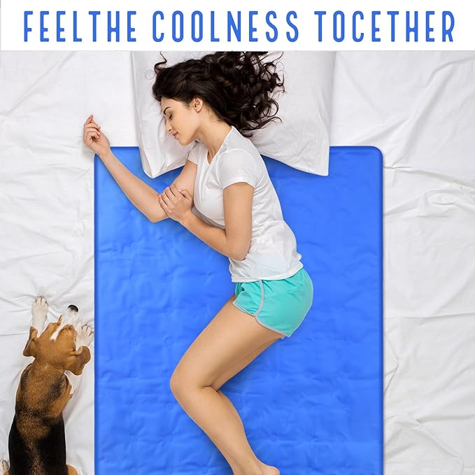Cooling Pad Mat for Sleep Cooling Mattress Pad Gel for Bed, Relieve Pain, Summer Hot Flashes, Adult, Pets, No Water or Electricity Required(Blue,48 x 28 Inch)