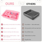 PAWISE Cat Litter Box Set, Small Kitten Starter Kit, Includes Litter Box, Litter Scoop, Double Dish Feeding Bowl, Cat Mouse Toy, Kitty Ball Toy, Pink