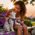 rabbitgoo Cat Harness and Leash for Walking, Escape Proof Soft Adjustable Vest Harnesses for Cats, Easy Control Breathable Reflective Strips Jacket, Purple, S