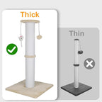 Cat Scratching Post 34 Inches Heavy Duty and Thicker Cat Scratching Post Sisal Rope with Hanging Ball and Mice Scratching Post for Indoor Cats and Adult(Beige)