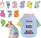Custom Dog Birthday Shirt,Personalized Pet Apparel Print with Name Age Number,Pet Birthday Outfit,Lightweight Breathable Cotton Vest for Small Medium Large Dogs Cat (Dopamine Blue, Medium)
