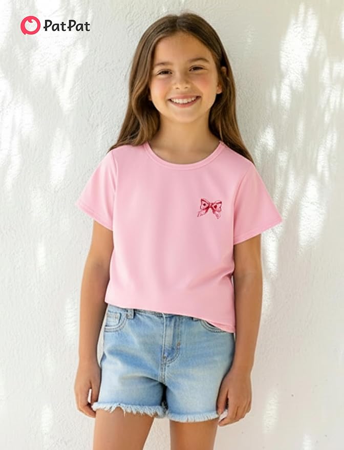 PATPAT Girls Crewneck Short Sleeve Graphic Tees Animal Print Shirts Cute Summer Outfits 5-12 Years