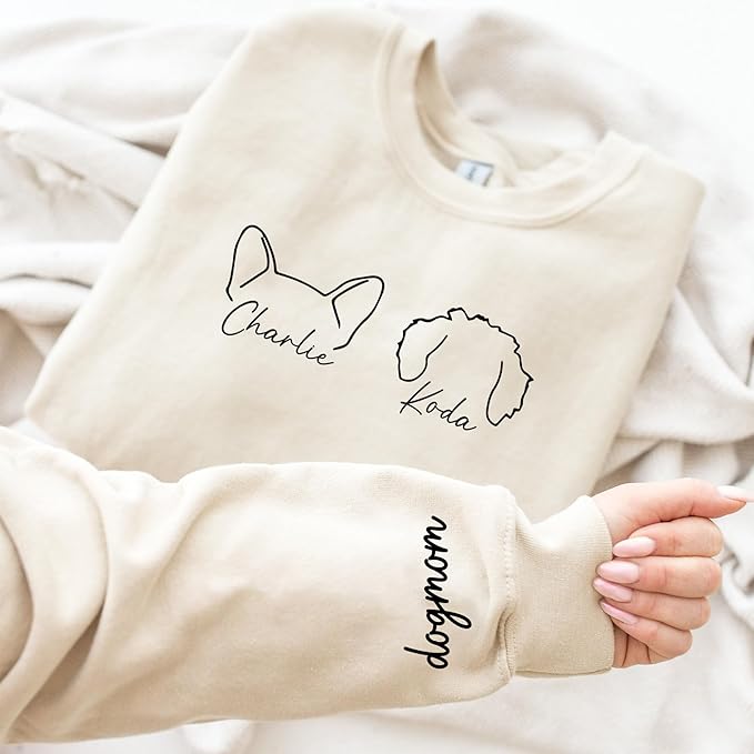 Personalized Dog Mom Sweatshirt, Custom Pet Name Sweater for Women, Dog Lover Gift, Cute Pet Apparel