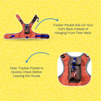 Travel CAT The Pathfinder Cat Harness with GPS Tracker Pocket - Powered by Tractive Cat Harness Escape Proof - Walking Escape Proof Harness for Small, Large Cat, Kitten (Orange, Small)